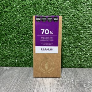 Tableta de Cacao Amargo con Azucar Organico, Coco y Almendras Dr Cacao